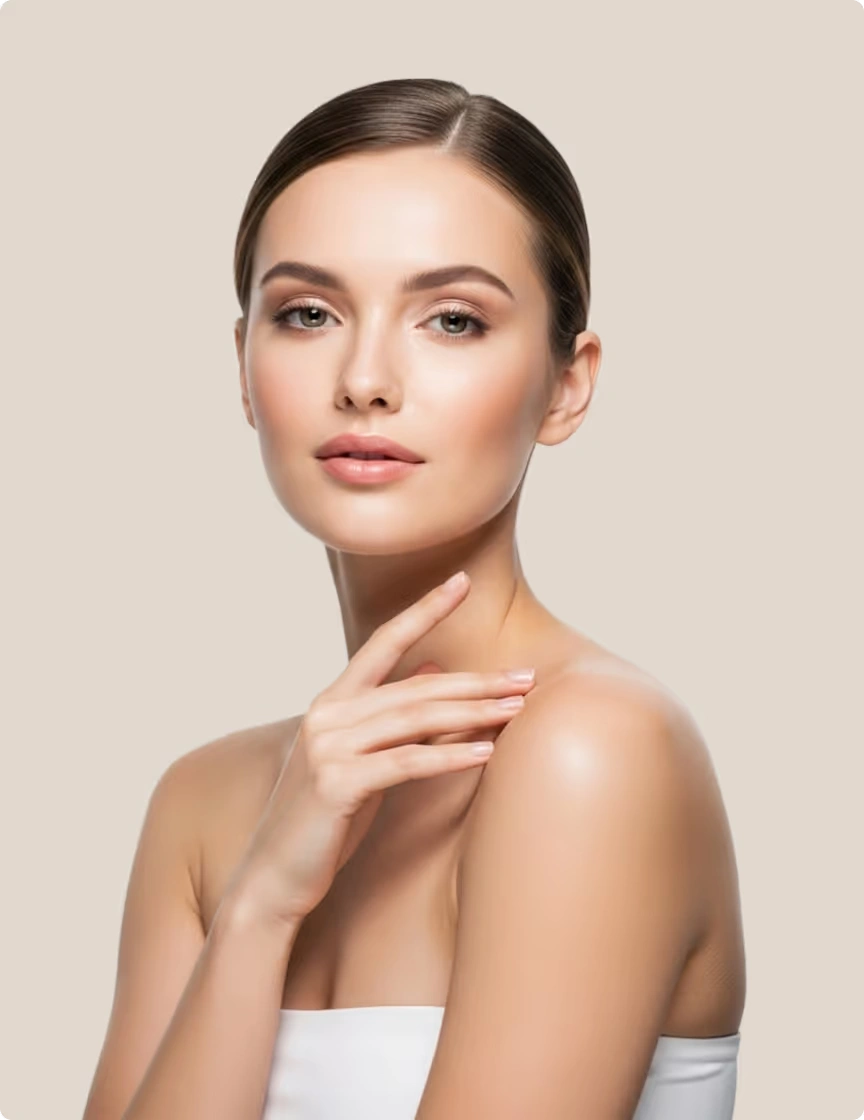 Portrait showing a smooth, natural jawline and neck